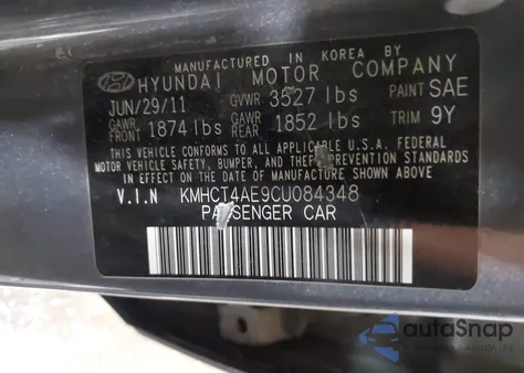 2012 Hyundai Accent Gls из США, поврежденный, VIN KMHCT4AE9CU084348